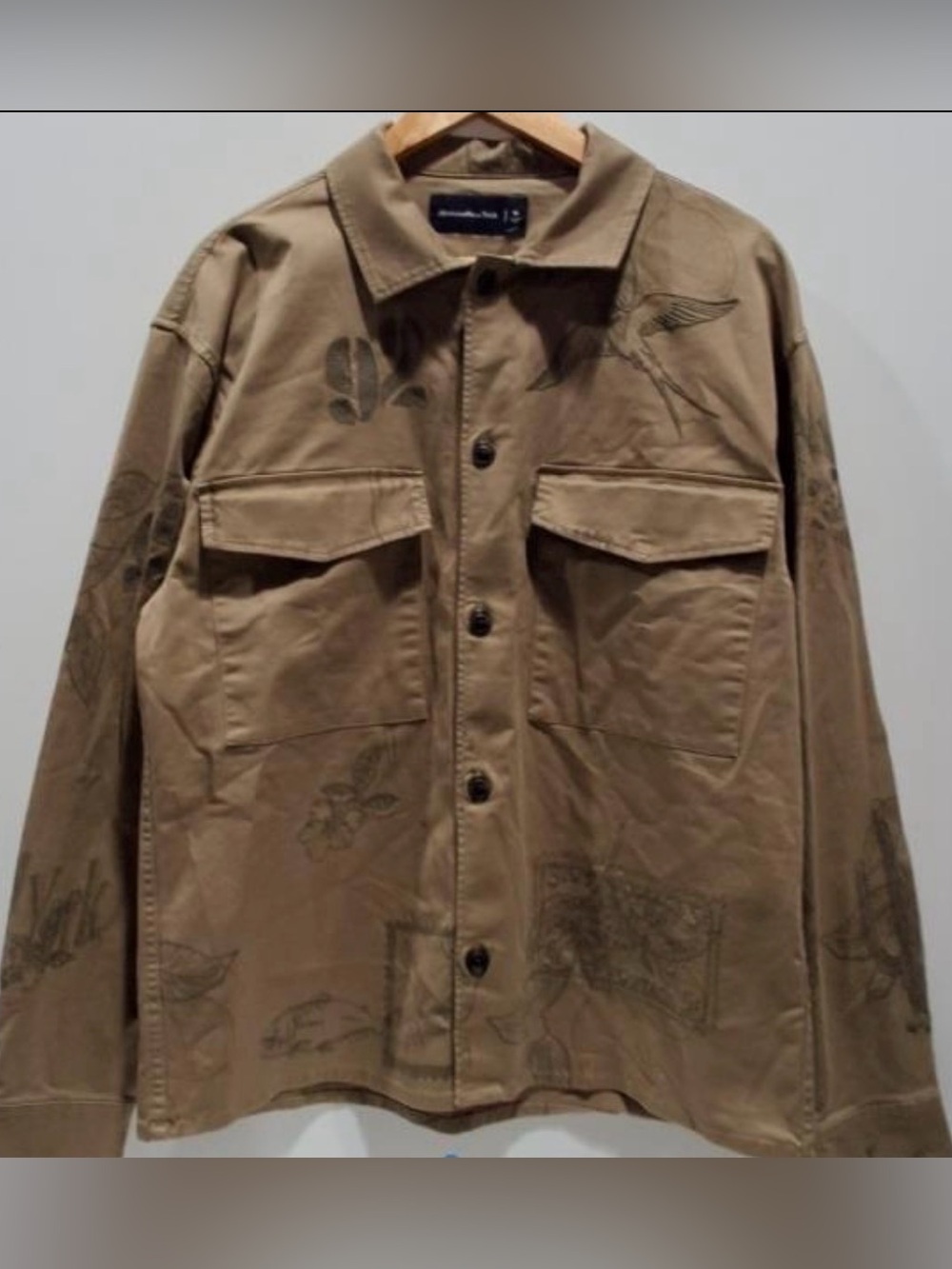 Men's Abercrombie & Fitch Khaki Button-Up Utility Jacket New With Tags 90.00